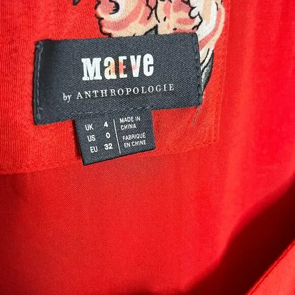 Maeve By Anthropologie Women's Caldwell Button Down Dress Size 0 Red Floral - Picture 6 of 12